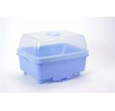 带盖食器沥水架 宽边导水 附立筷盒（蓝色）