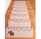 防滑楼梯垫 小猫 米色 15枚入